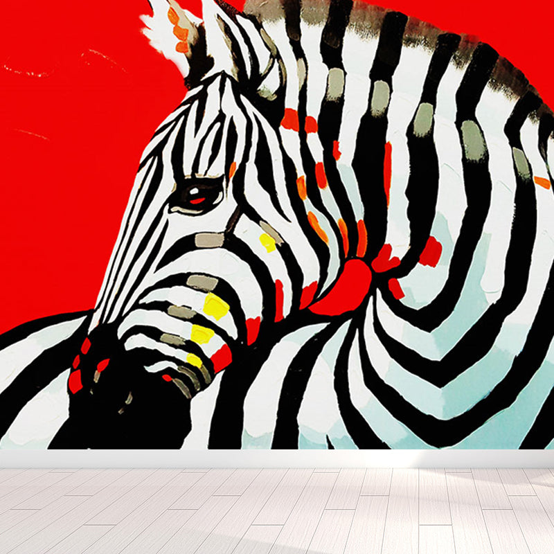 Modern Zebra Printed Mural Soft Color Living Room Wall Art, Custom Size Available