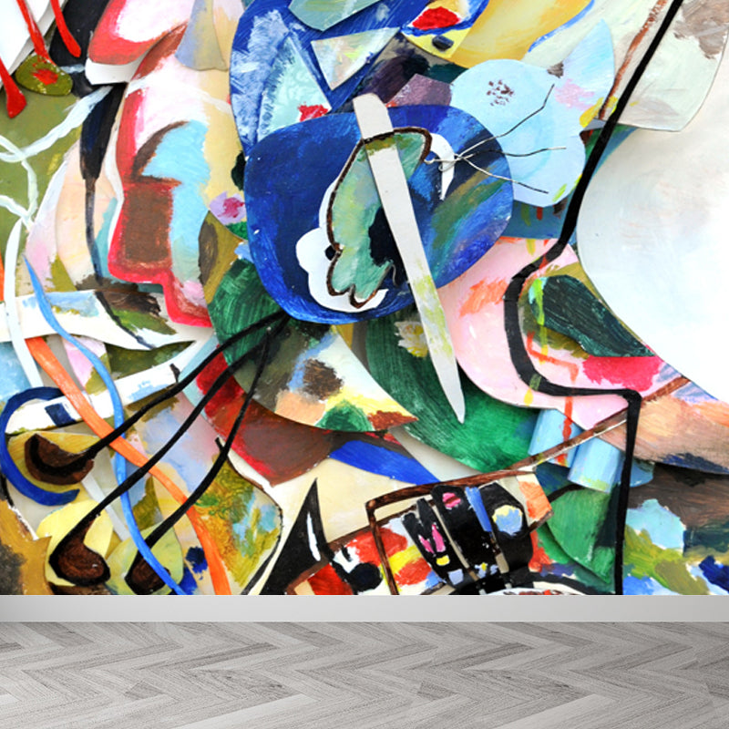 Multicolored Pattern Mural Decal Modern Artistic Non-Woven Material Wall Covering