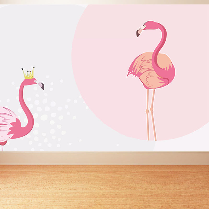 Greater Flamingo Wall Mural Contemporary Non-Woven Wall Covering in Pastel Color