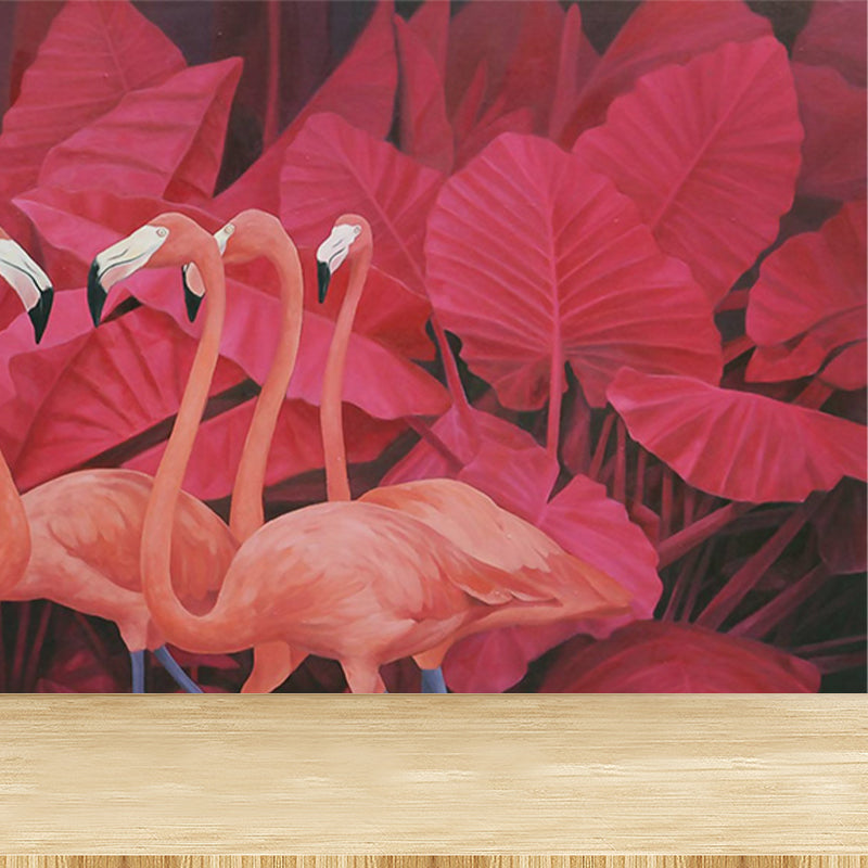 Greater Flamingo Wall Mural Contemporary Non-Woven Wall Covering in Pastel Color