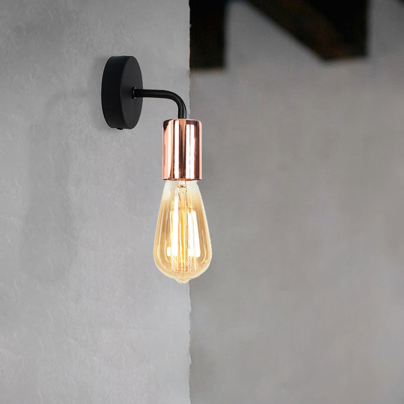 Brass/rame Open Bulb Sconce Light con braccio curvo in stile industriale Metal 1 illuminazione da parete da letto leggero