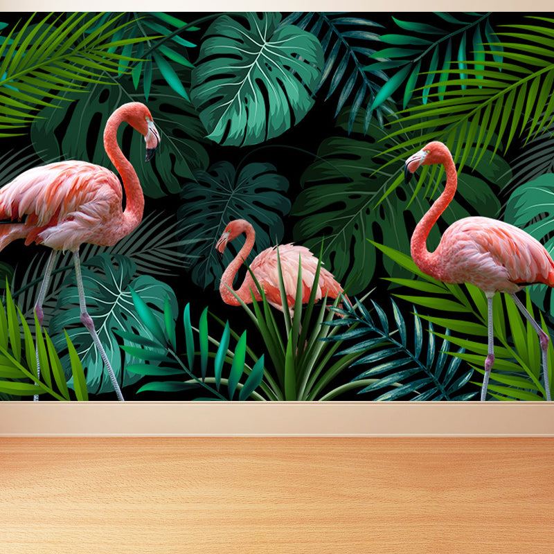Stand-Up Flamingo Mural Decal Light Color Contemporary Wall Covering for Dining Room