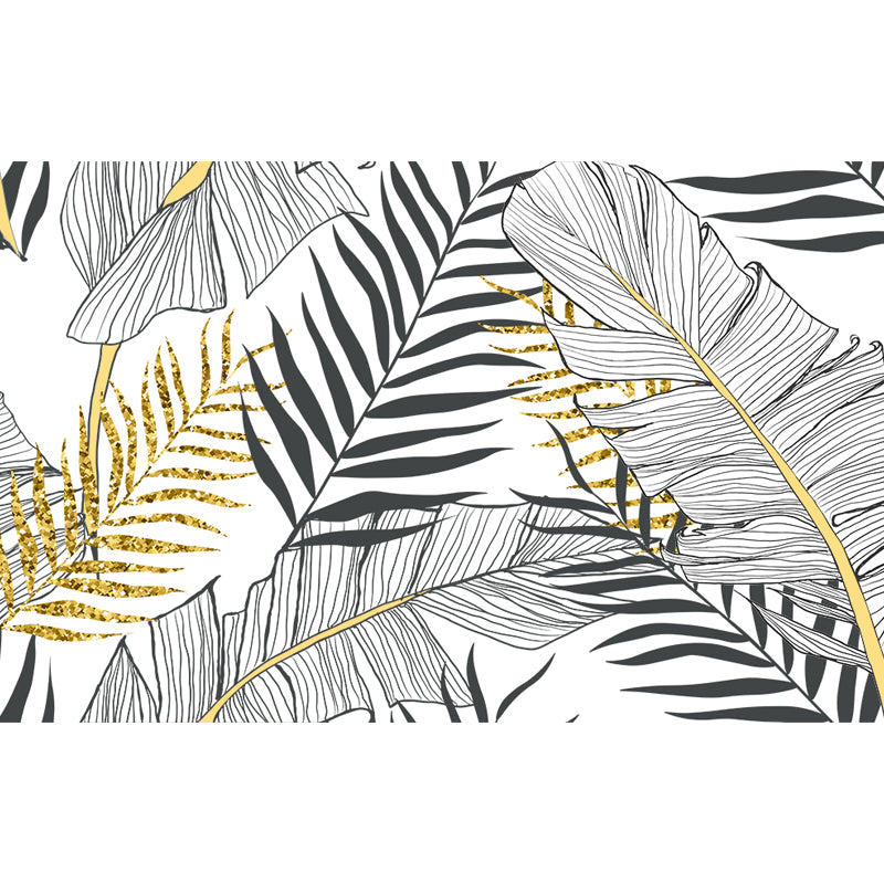 Leaves Print Wall Mural Tropical Washable Living Room Wall Covering, Personalize