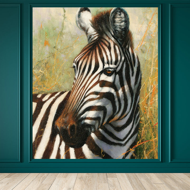 Contemporary Africa Zebra Mural Decal Pastel Color Natural Animals Wall Covering