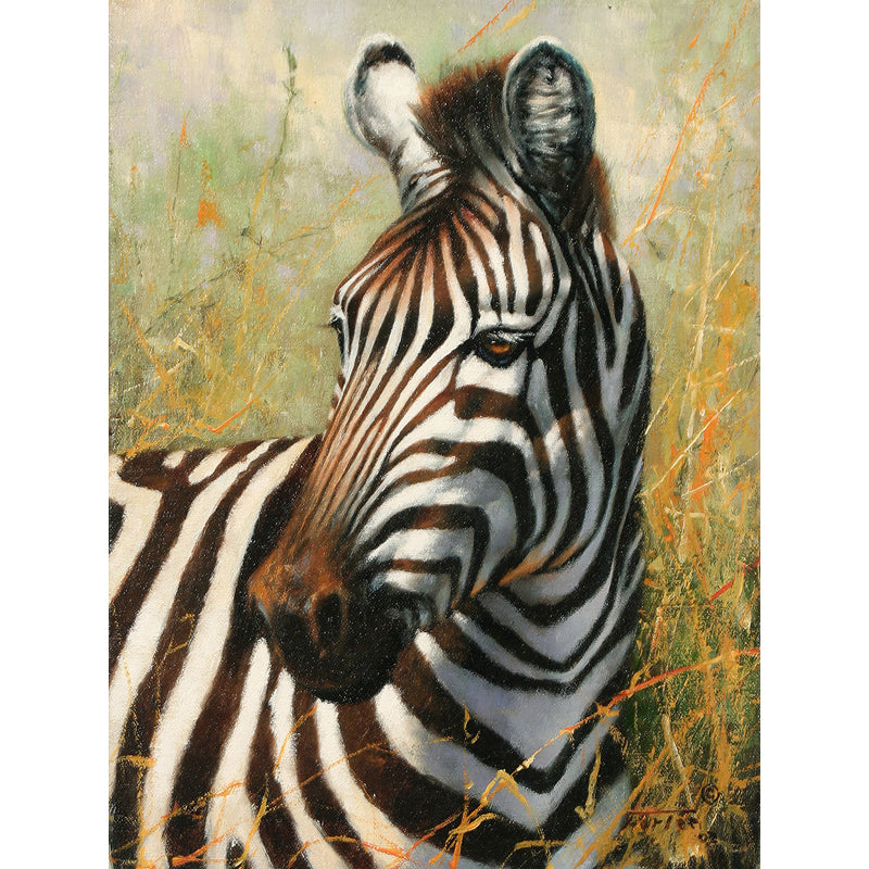 Contemporary Africa Zebra Mural Decal Pastel Color Natural Animals Wall Covering