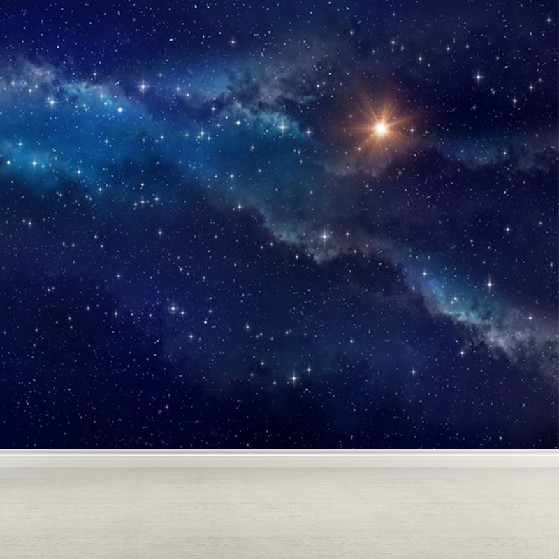 Magical Constellations View Mural Decal for Playroom, Blue, Custom Size Available