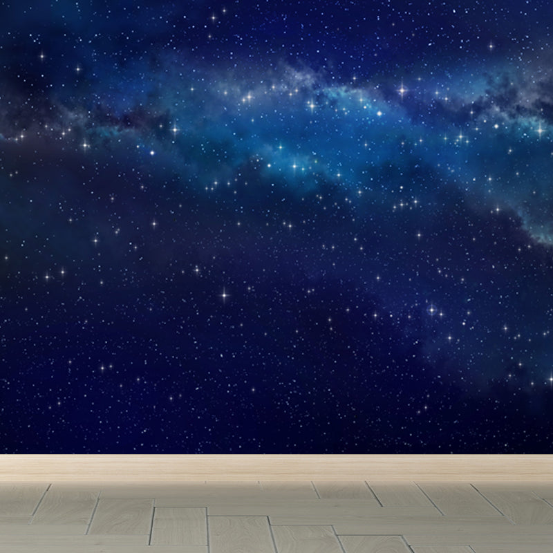 Magical Constellations View Mural Decal for Playroom, Blue, Custom Size Available
