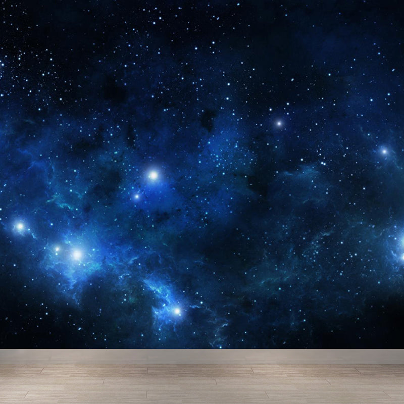 Magical Constellations View Mural Decal for Playroom, Blue, Custom Size Available