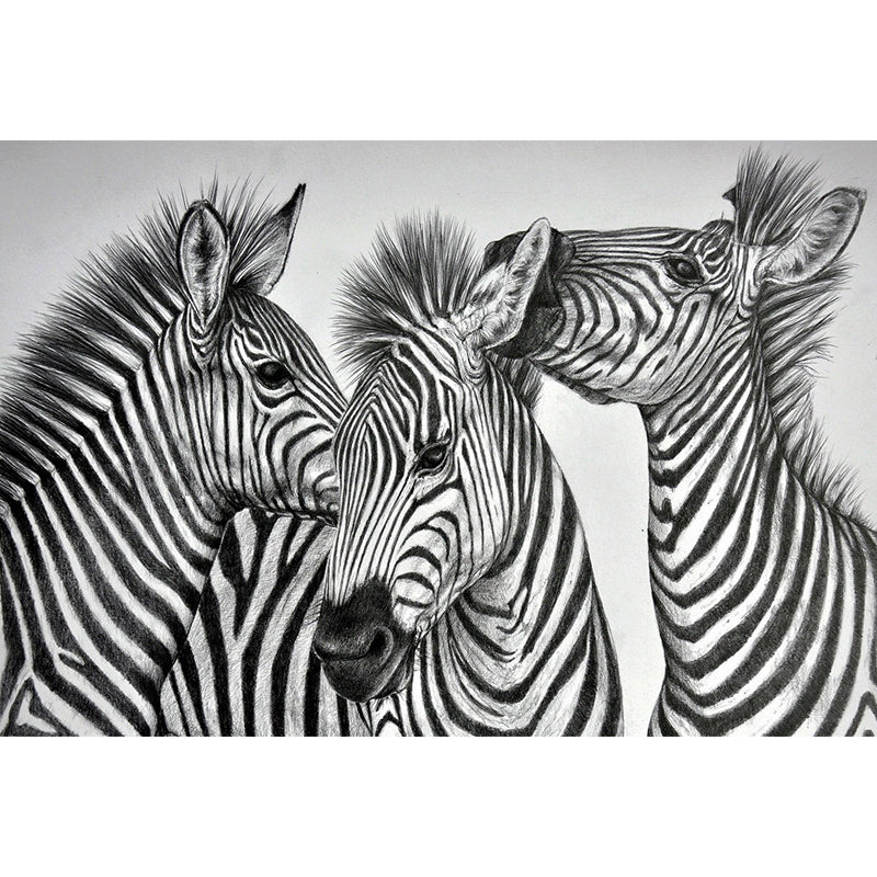 Modern Zebra Wall Mural Non-Woven Water-Proof Light Color Wall Art for Boys Bedroom