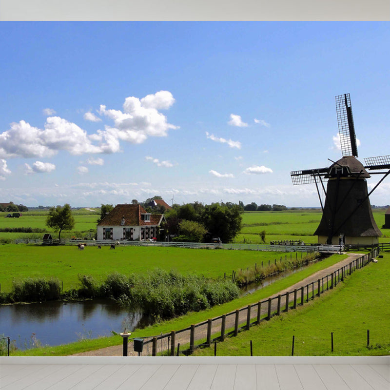 Whole Riverside Windmill Mural Decal for Wall Decor Contemporary Guest Room Wall Art