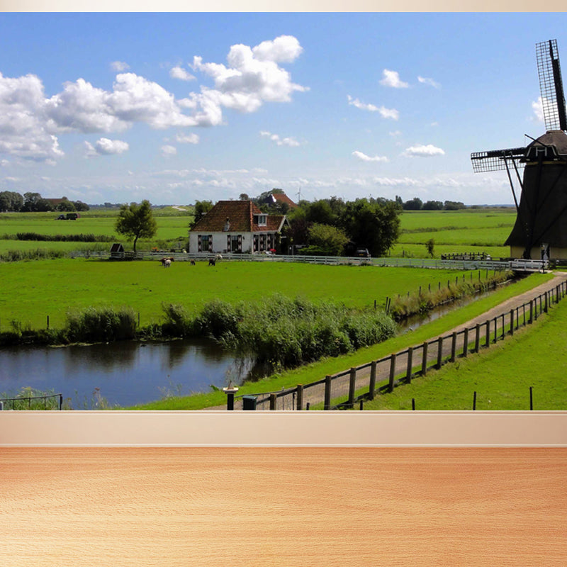 Whole Riverside Windmill Mural Decal for Wall Decor Contemporary Guest Room Wall Art