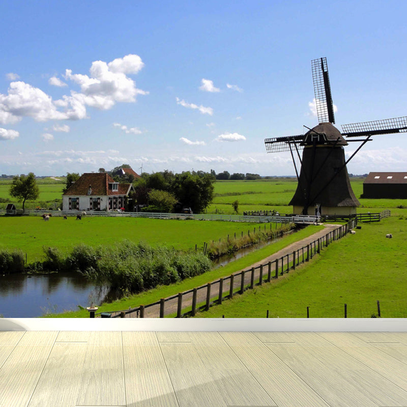 Whole Riverside Windmill Mural Decal for Wall Decor Contemporary Guest Room Wall Art