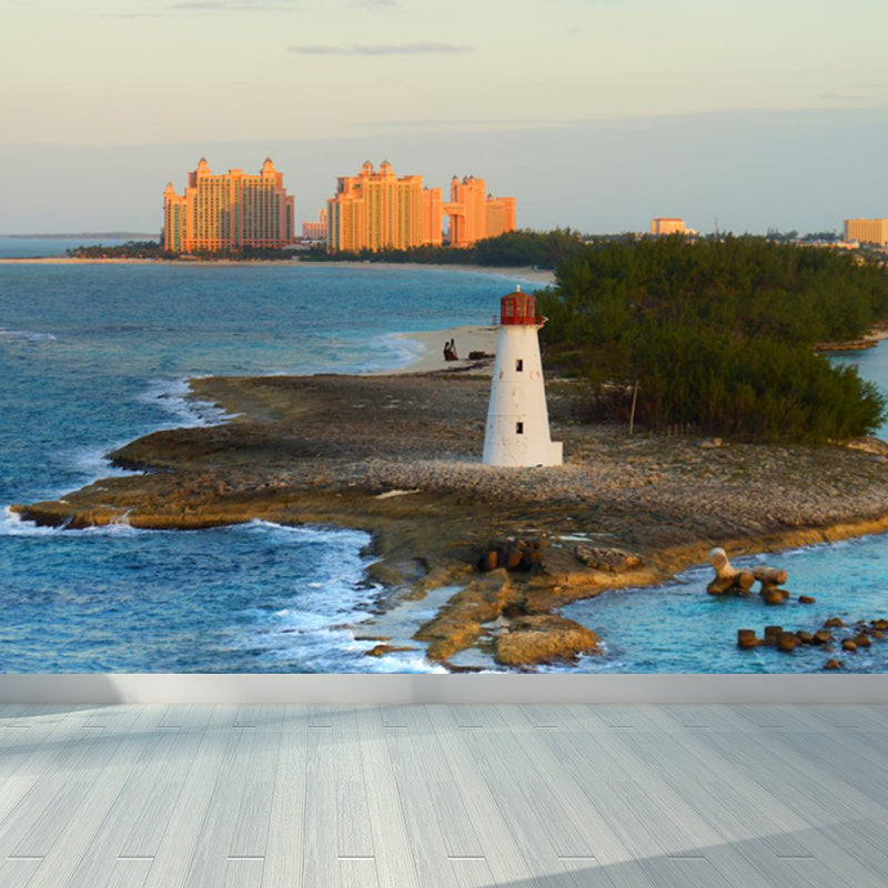 Extra Large Lighthouse Wall Mural Blue Non-Woven Wall Art for Interior Decor, Personalised