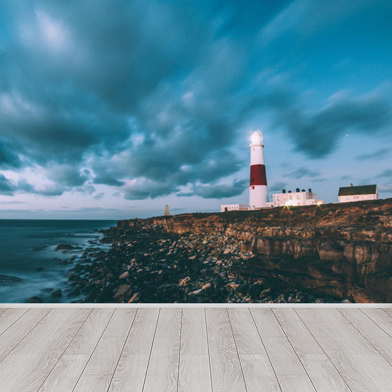 Stain-Proof Beacon in Morning Mural Decal Non-Woven Nautical Wall Decor for Boys Bedroom