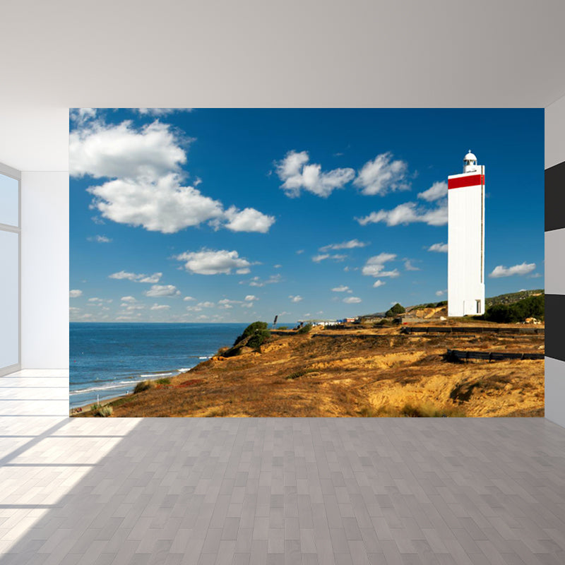 Stain-Proof Beacon in Morning Mural Decal Non-Woven Nautical Wall Decor for Boys Bedroom