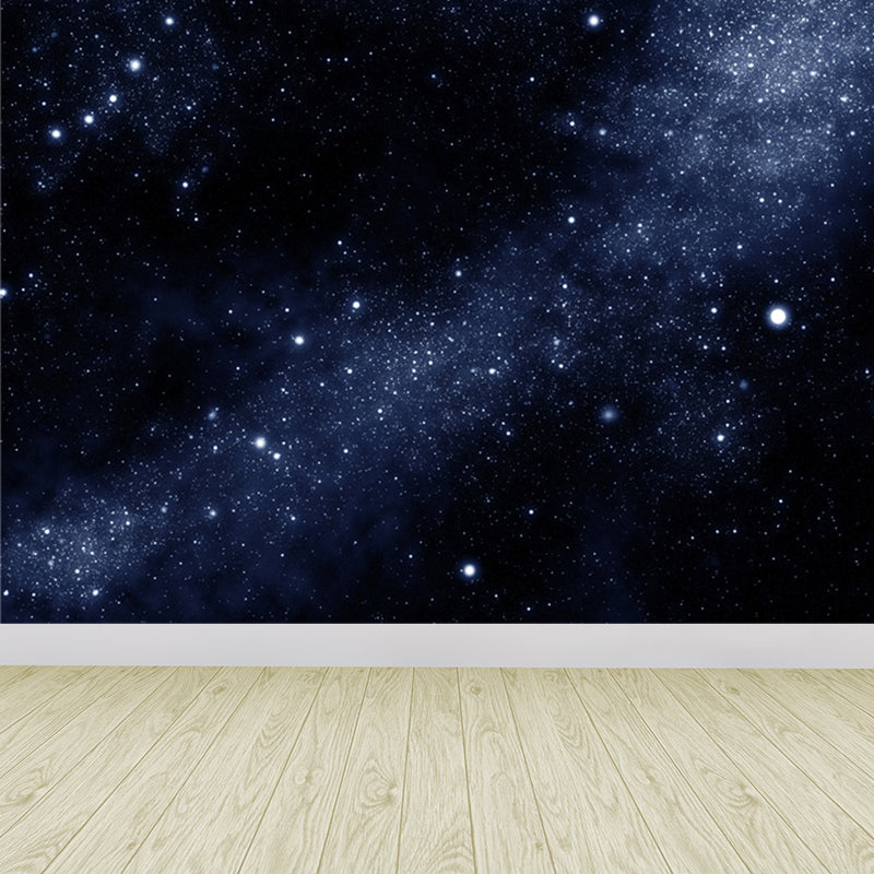 Night Sky Constellations Mural Decal Contemporary Non-Woven Texture Wall Covering in Blue