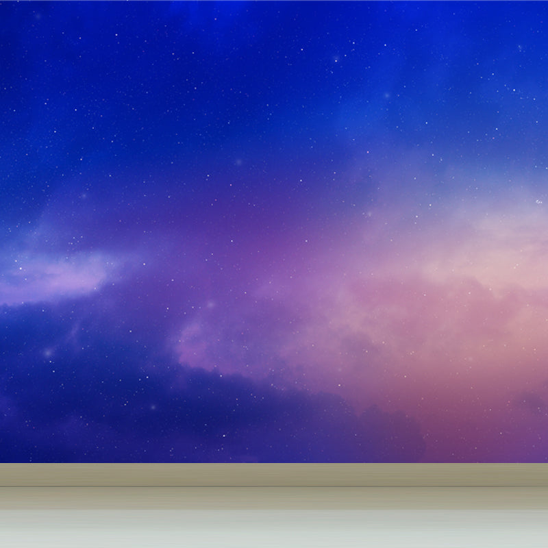 Modern Constellation Scene Wall Mural Non-Woven Stain-Proof Purple Wall Art for Dining Room