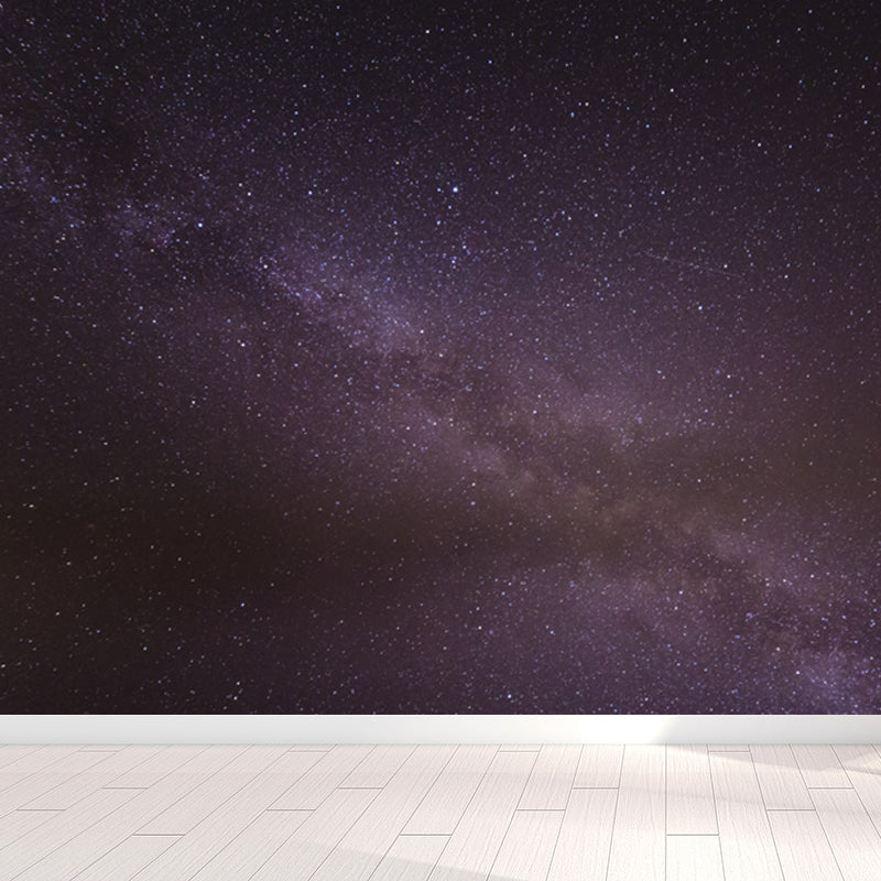 Modern Constellation Scene Wall Mural Non-Woven Stain-Proof Purple Wall Art for Dining Room