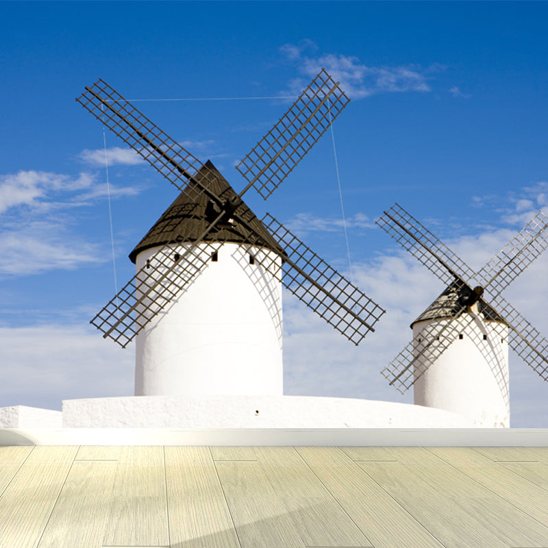 Delectable Windmill Mural Wallpaper for Dining Room Spring Wall Decor, Customised