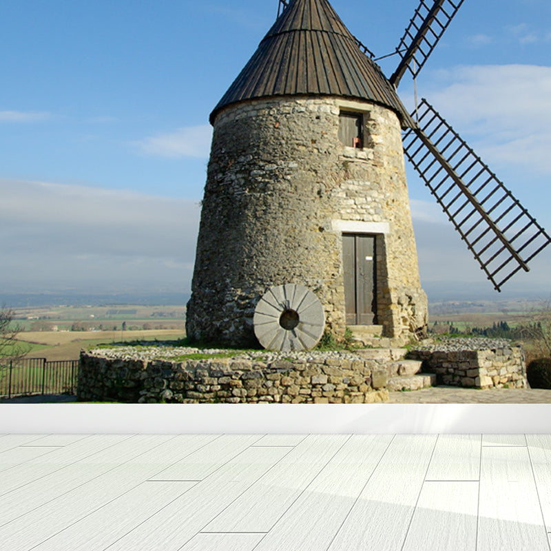Delectable Windmill Mural Wallpaper for Dining Room Spring Wall Decor, Customised