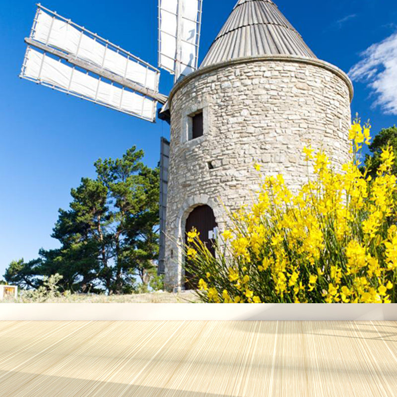 Whole Windmill View Mural Wallpaper for Wall Decor Contemporary Girls Room Wall Art