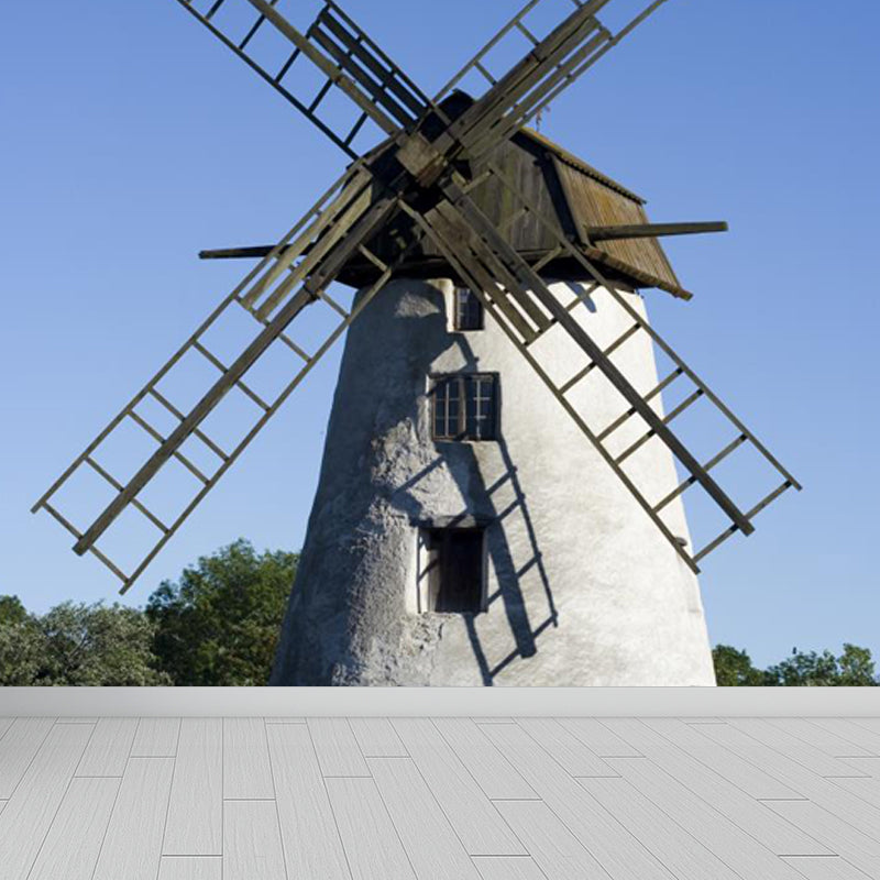 Whole Windmill View Mural Wallpaper for Wall Decor Contemporary Girls Room Wall Art