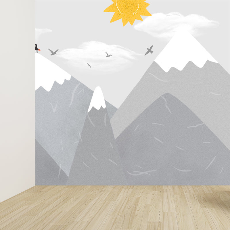 Waterproof Balloon and Mountain Mural Children's Art Non-Woven Wall Decor, Custom