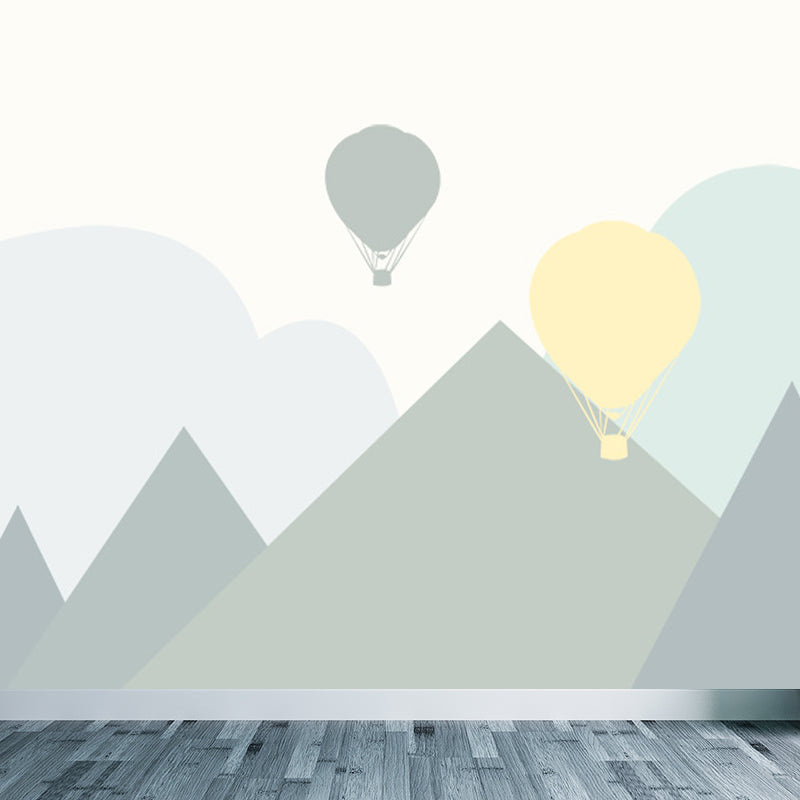 Waterproof Balloon and Mountain Mural Children's Art Non-Woven Wall Decor, Custom