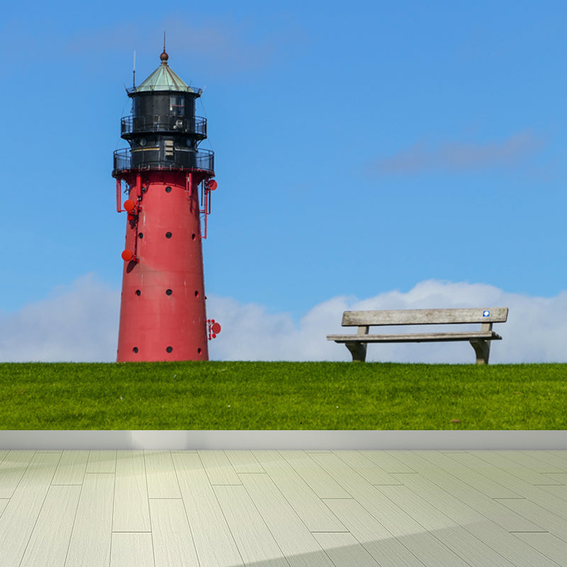 Photography Style Beacon Wall Mural for Living Room, Blue, Custom Size Available