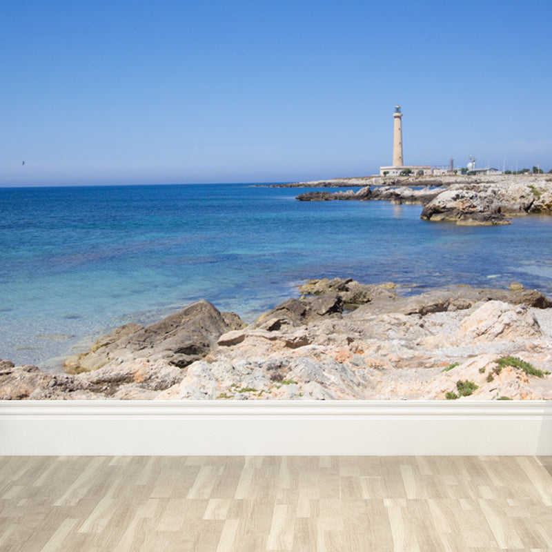 Photography Style Beacon Wall Mural for Living Room, Blue, Custom Size Available