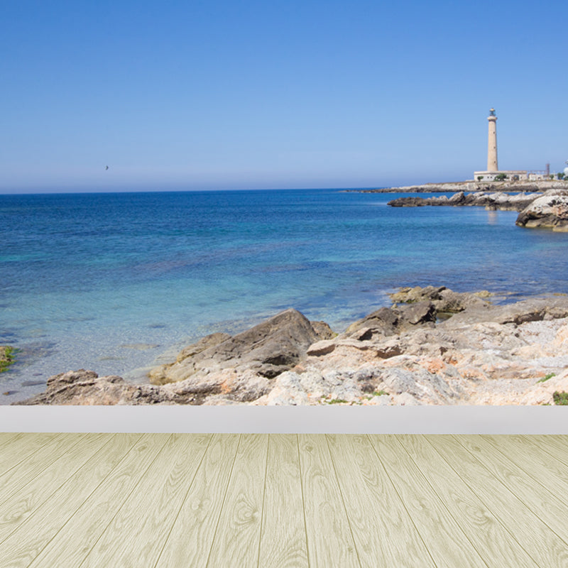 Photography Style Beacon Wall Mural for Living Room, Blue, Custom Size Available