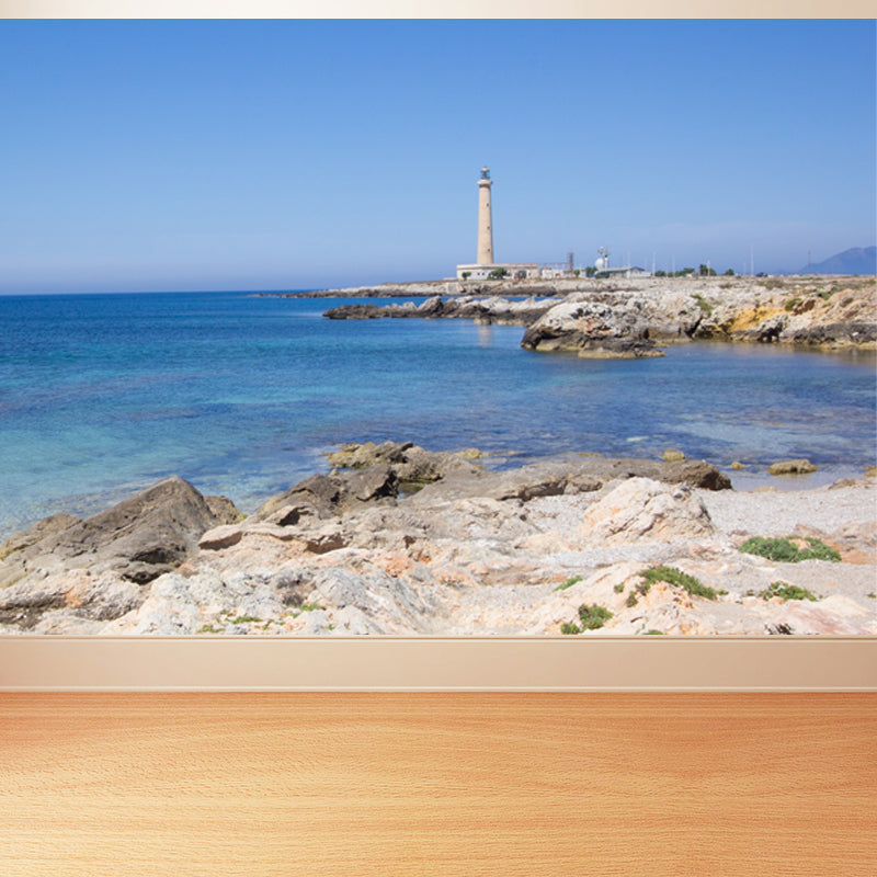 Photography Style Beacon Wall Mural for Living Room, Blue, Custom Size Available