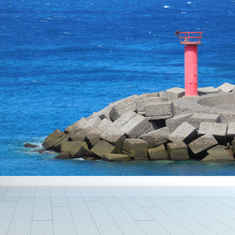 Photography Style Beacon Wall Mural for Living Room, Blue, Custom Size Available