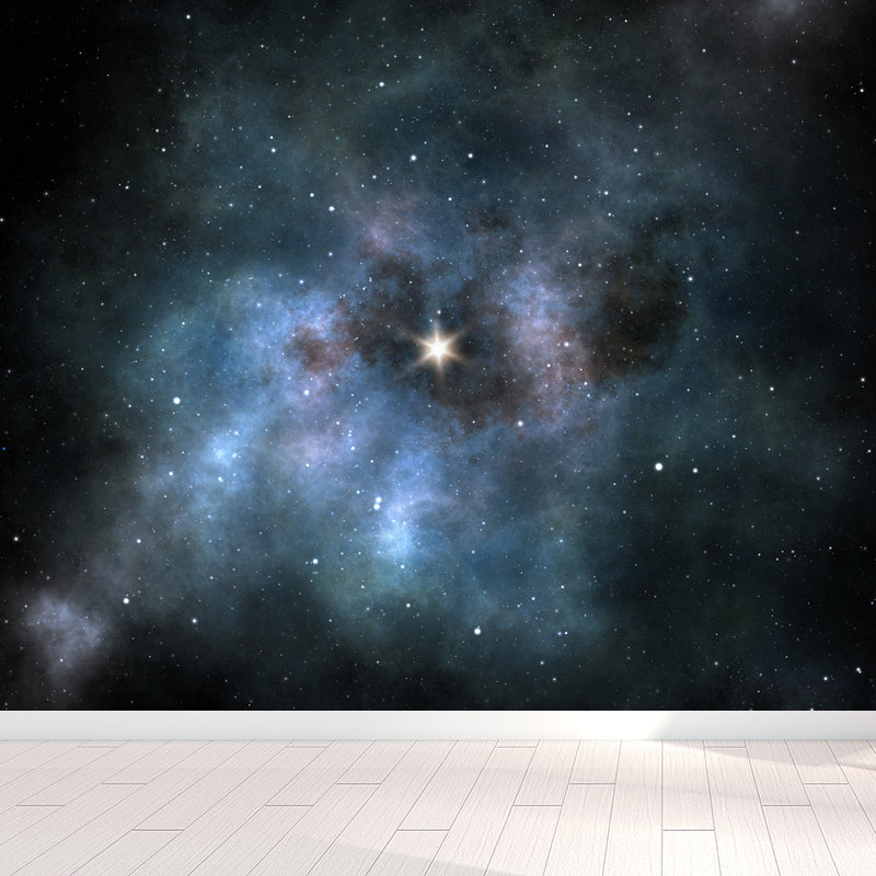 Huge Constellations View Mural for Bathroom Universe Wall Art in Dark Color, Stain-Proofing