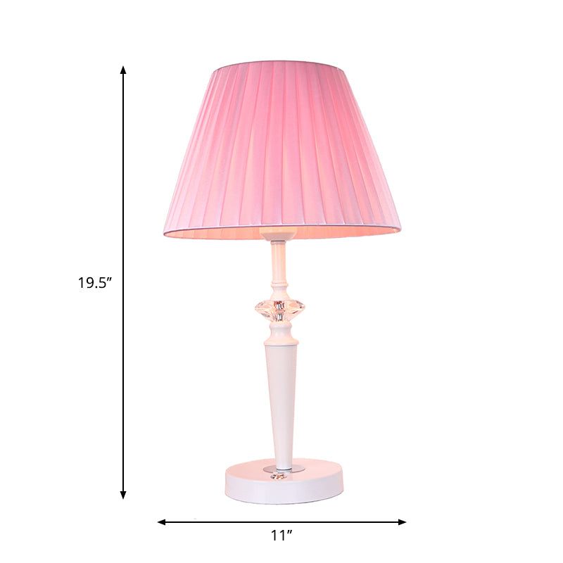 Scrivania in tessuto affusolato leggero moderno lampada da tavolo da notte a 1 luci con cristallo sfaccettato e interruttore touch
