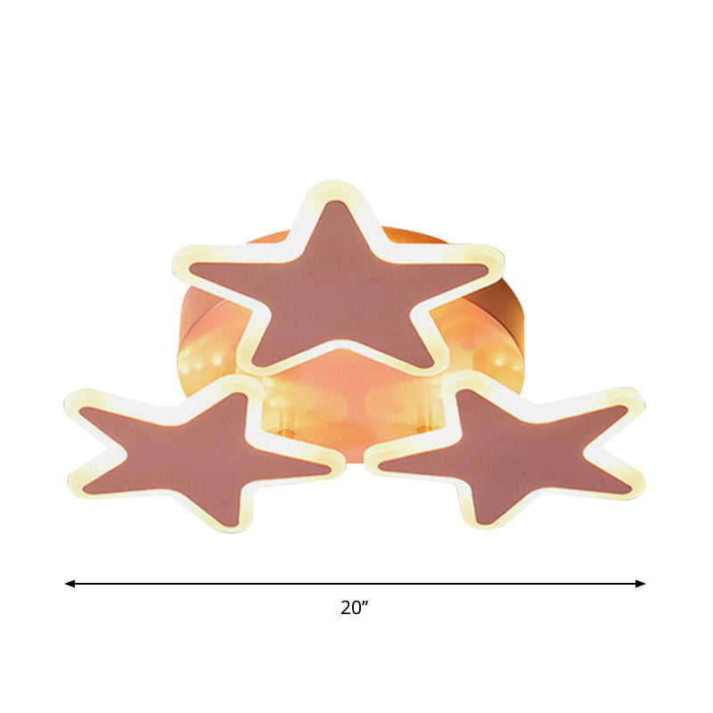 Star Ceiling Light Fixture Cartoon Acrylic LED Pink Flushmount Lighting for Bedroom