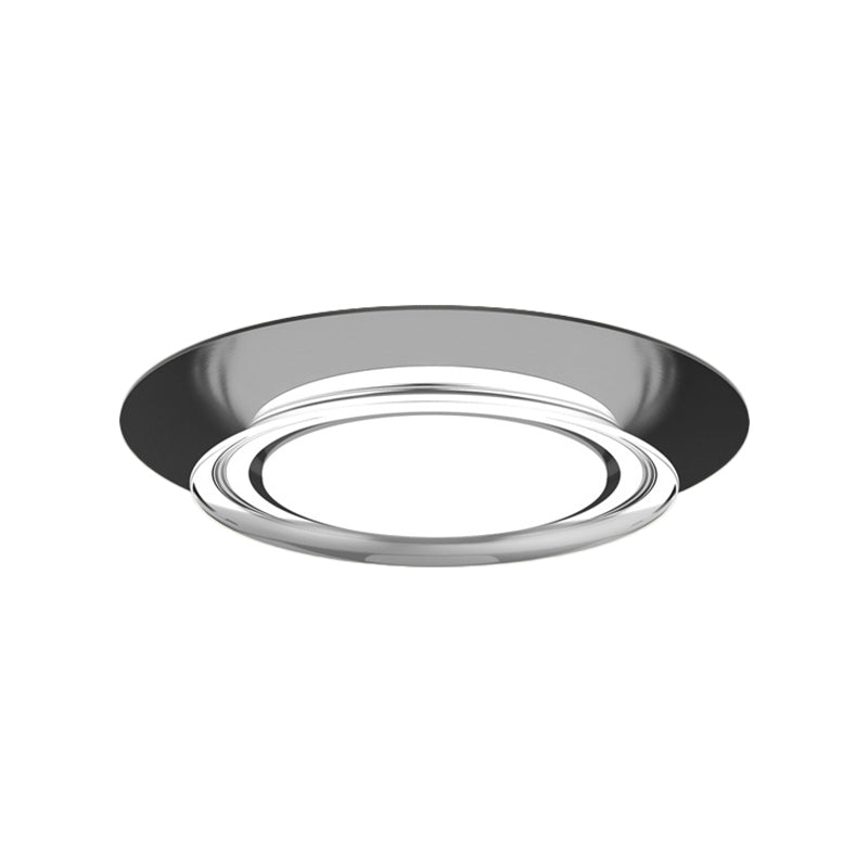 Nero / Gold Round Flush Light Fixture Simple Metal LED Soffsh Mount per Parlor in Warm / White Light