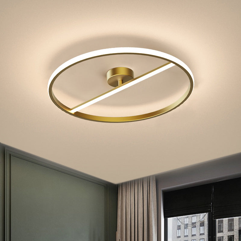 Anillo y techo de metal lineal Montaje con altura de color LED moderno lámpara semi-flush-flush, luz cálida/blanca