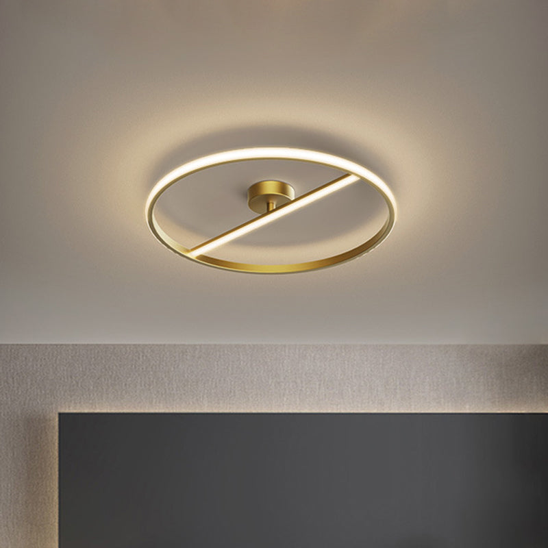 Anillo y techo de metal lineal Montaje con altura de color LED moderno lámpara semi-flush-flush, luz cálida/blanca