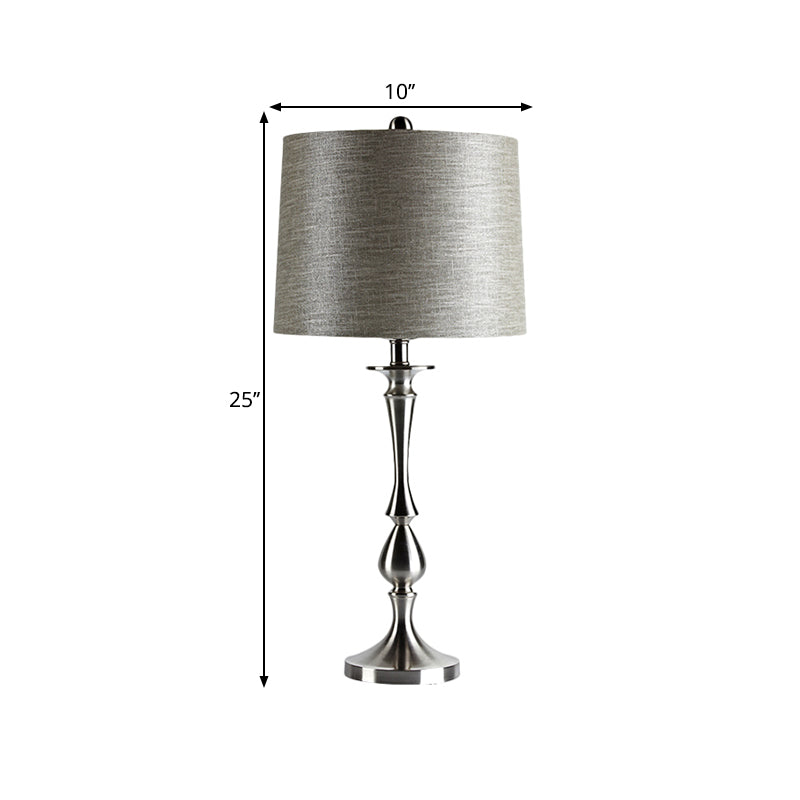 Stofffassform Nachtlampe Antiquier 1-Licht Schlafzimmer Tischstand Beleuchtung in Schwarz/Silber/Gold