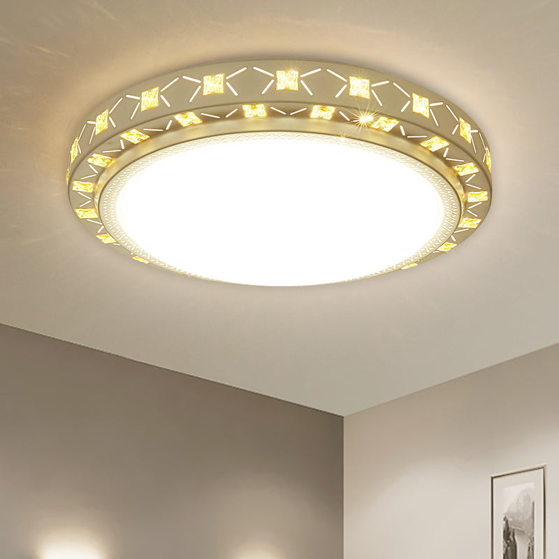 Lampada da incasso metallica rotonda/quadrata Montaggio a incasso a soffitto moderno a LED in bianco con decorazione in cristallo smussato