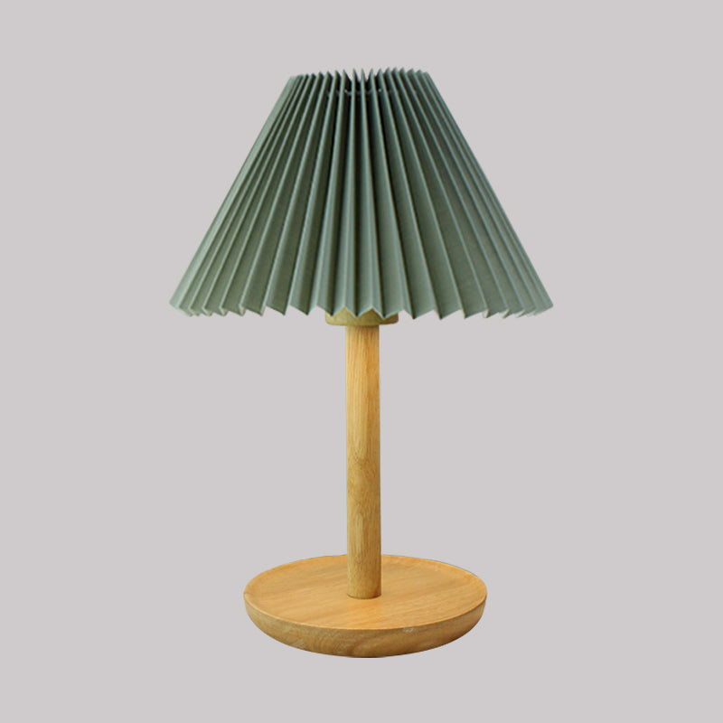 Table d'étude pliée tissu clair tissu 1-bulbe lampe de lecture avec base en bois en gris / blanc / gris foncé
