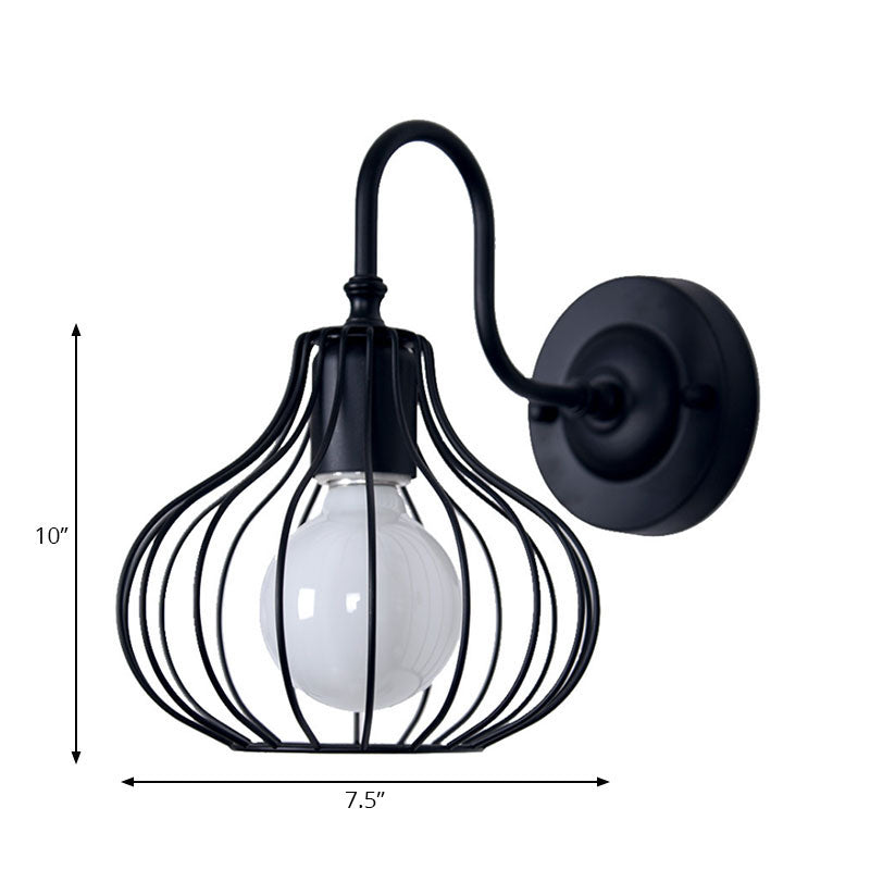 1 leichte Zwiebel Wandleuchte Licht Loft Style Schwarz/Weiß Metallic Mini Wandbeleuchtung mit Schwanenhalsarm für Schlafzimmer