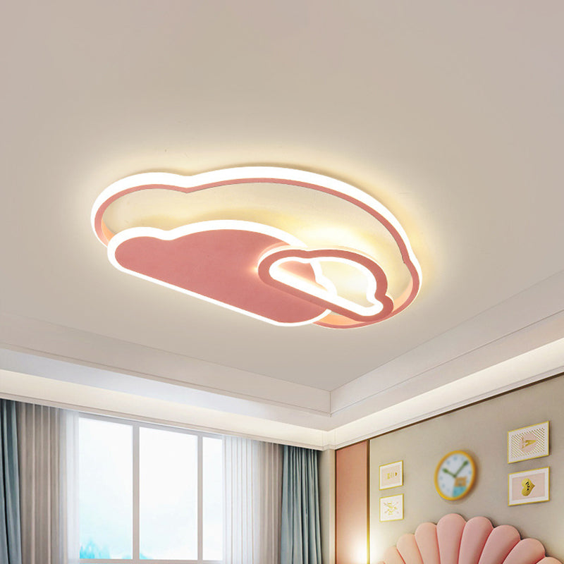 Pink Cloud Flush Mount Light Cartoon LED Acrylic Flushmount Lighting for Girls Bedroom