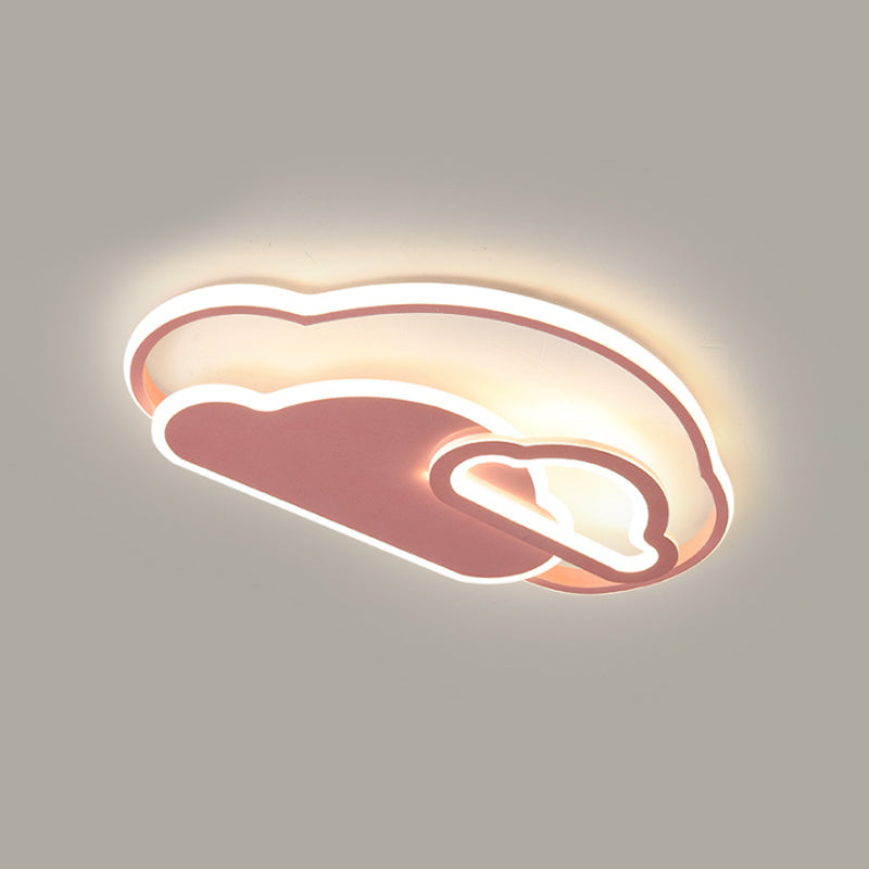 Pink Cloud Flush Mount Light Cartoon LED Acrylic Flushmount Lighting for Girls Bedroom