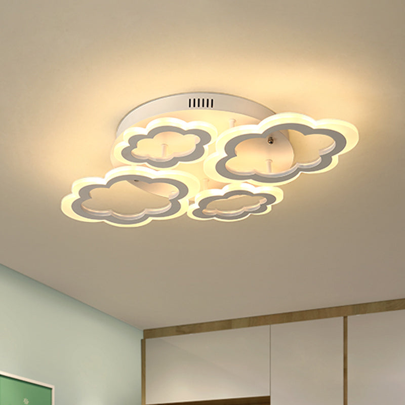Lámpara empotrada para sala de estar en la nube, acrílico, 4/8 luces, iluminación empotrada de dibujos animados en blanco