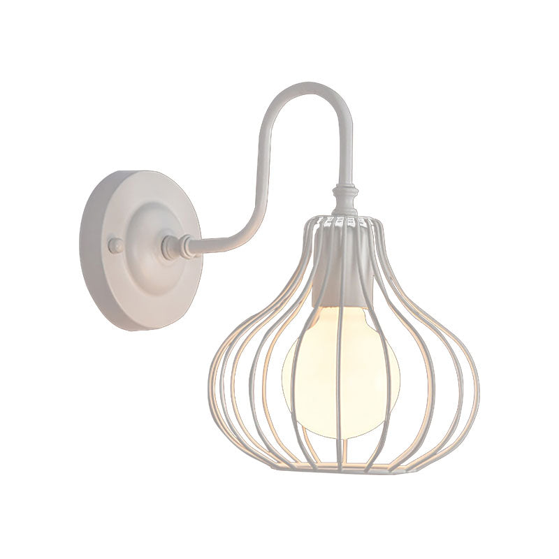 1 leichte Zwiebel Wandleuchte Licht Loft Style Schwarz/Weiß Metallic Mini Wandbeleuchtung mit Schwanenhalsarm für Schlafzimmer