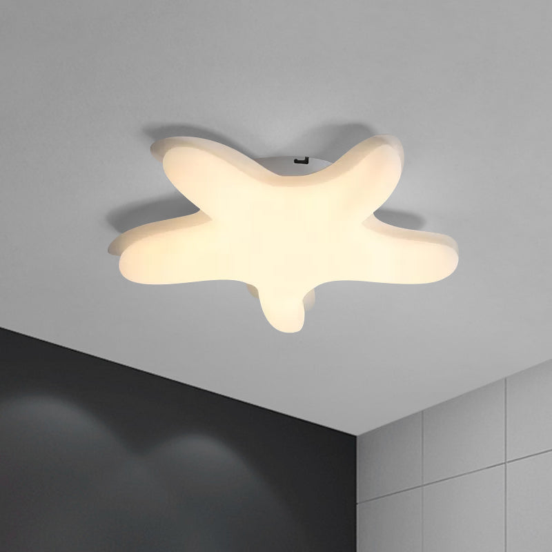 Cartoon Starfish Flush Ceiling Light Acrylic LED Bedroom Flush Mount Fixture in White/Pink/Yellow