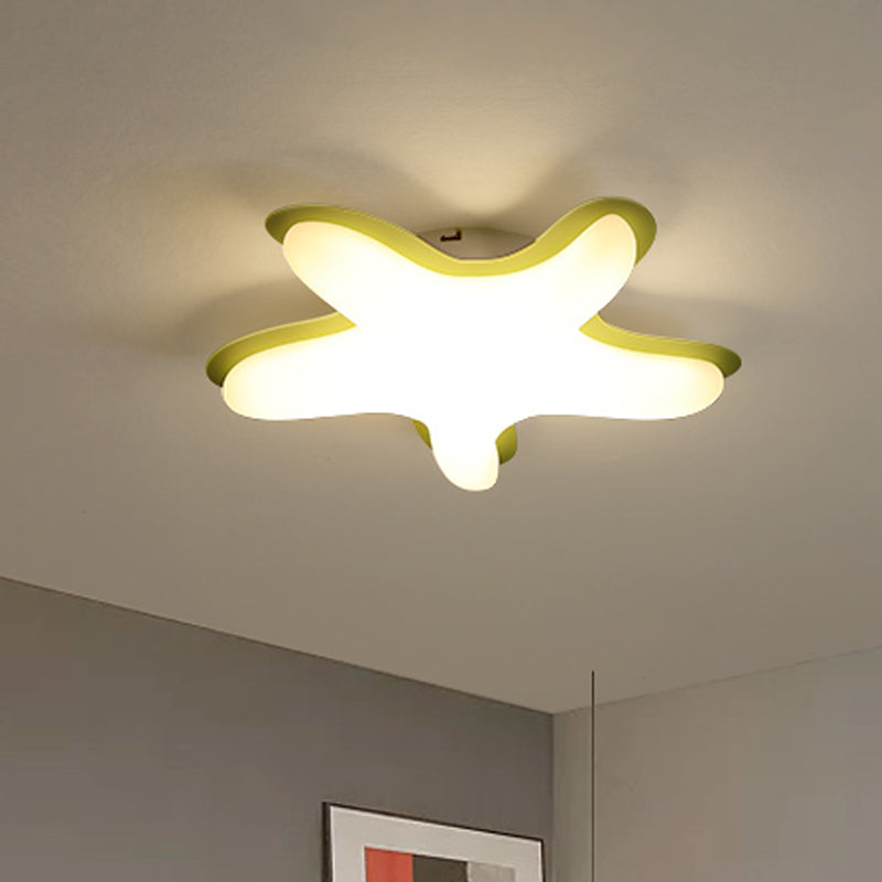 Cartoon Starfish Flush Ceiling Light Acrylic LED Bedroom Flush Mount Fixture in White/Pink/Yellow