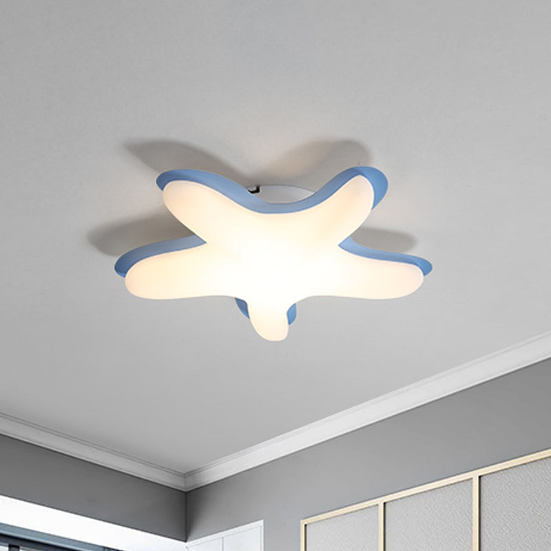 Cartoon Starfish Flush Ceiling Light Acrylic LED Bedroom Flush Mount Fixture in White/Pink/Yellow